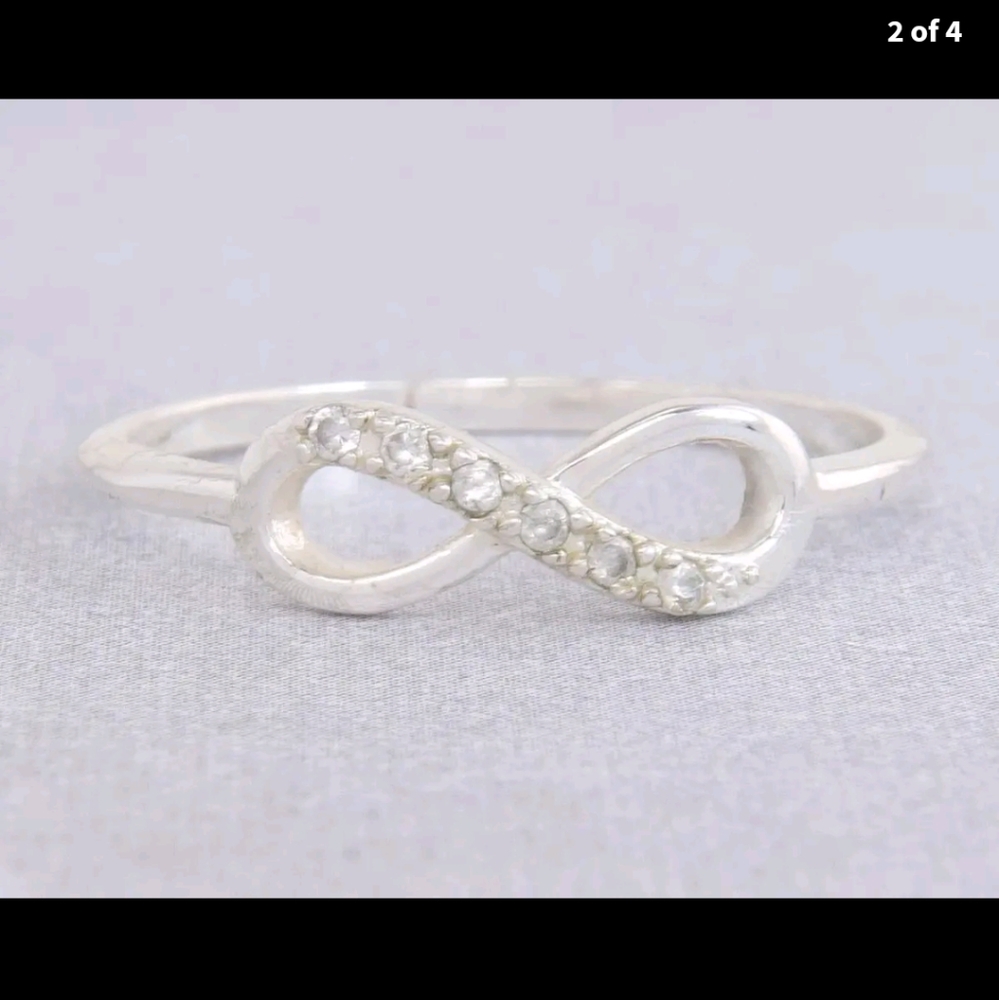 Vintage Silver Diamond Infinity Ring - image 1